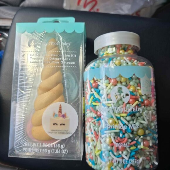 Unicorn cake toppers. With jar or metalic pastel sprinkles. Unicorn birthday par - Picture 1 of 6